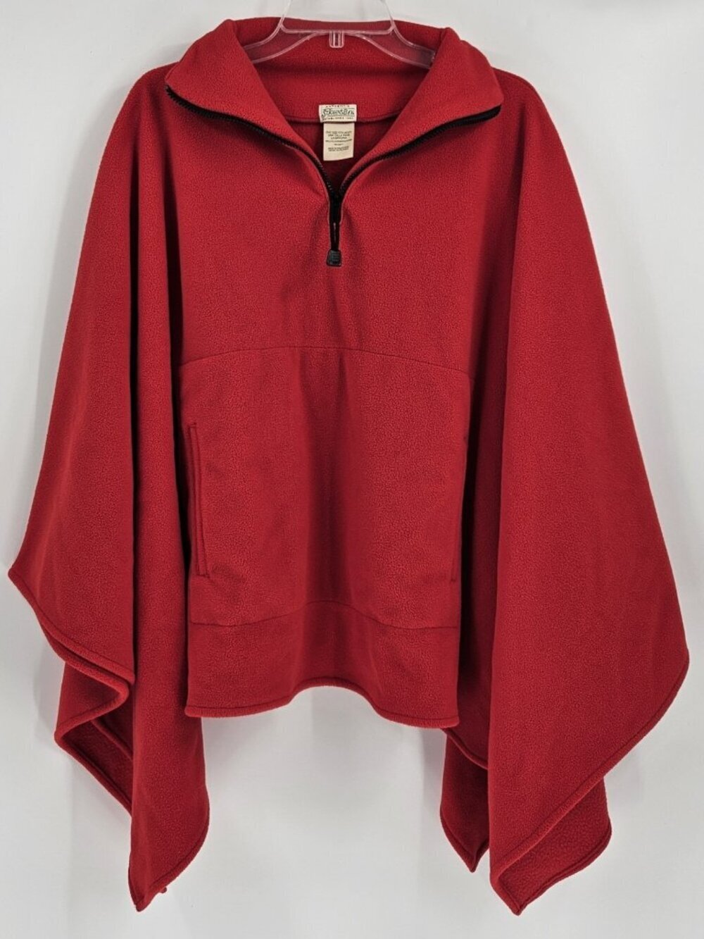 St. John’s Bay Red Fleece Poncho Cape 1/4 Zip One Size Kangaroo Pocket Pullover